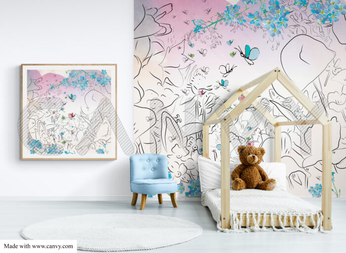 Kids_bedroom_Peel_and_Stick_Colour_Yourself_Wallpaper_and_Photo_Canvas_Bubble_Bee_by_Merily_2