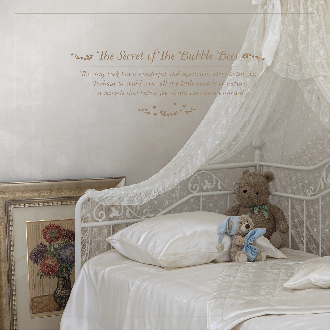 High End Children's Silk Bedding Set The Bubble Bee Silk Jacquard Nature with the fairy tale book "The Secret of The Bubble Bees" is exceptional gift for your precious child. Duvet cover, flat bed sheet, pillow case. All stitches finished with a french seams. Bespoke sizes